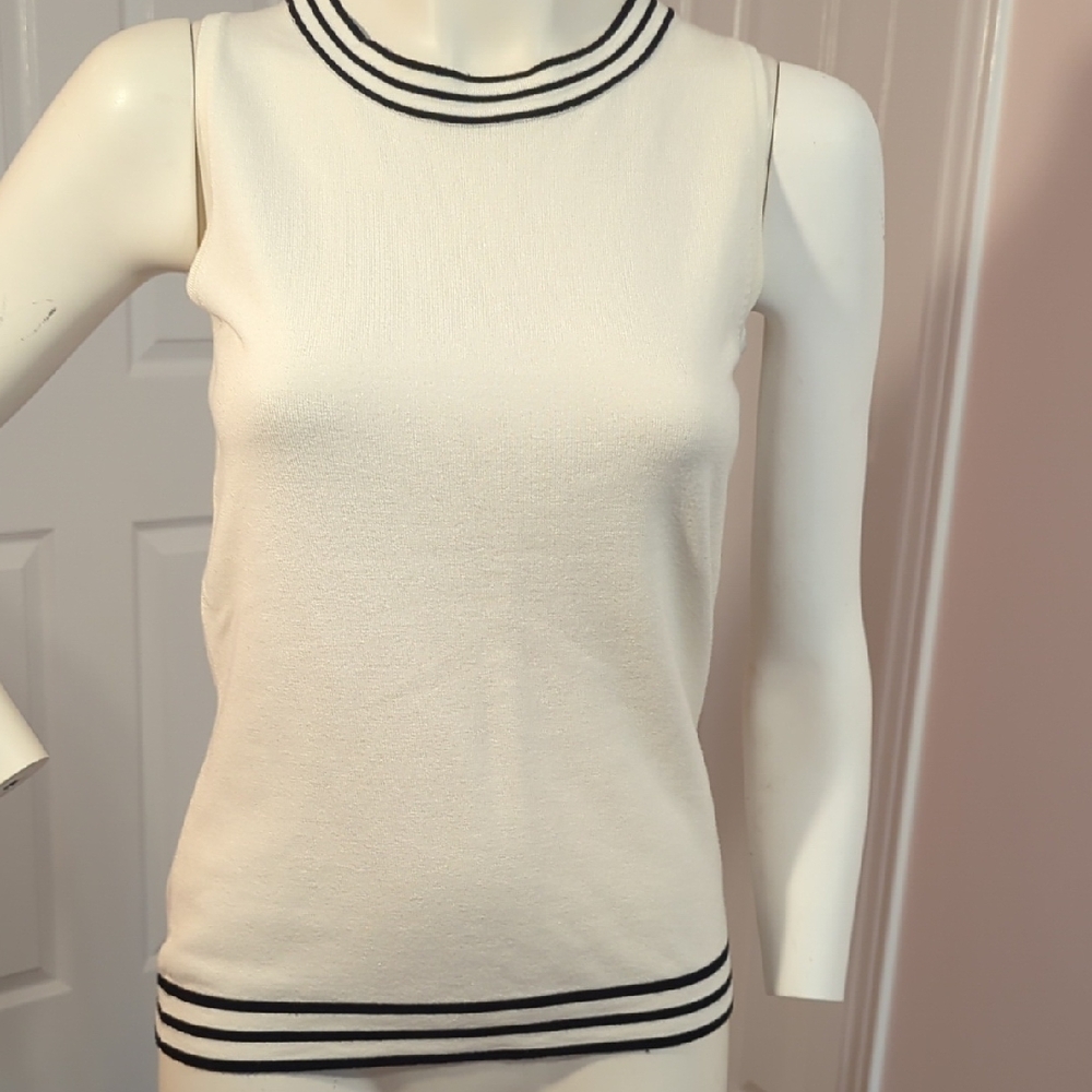 Melanie Lyanie White Cream Fitted Ribbed Tank Top